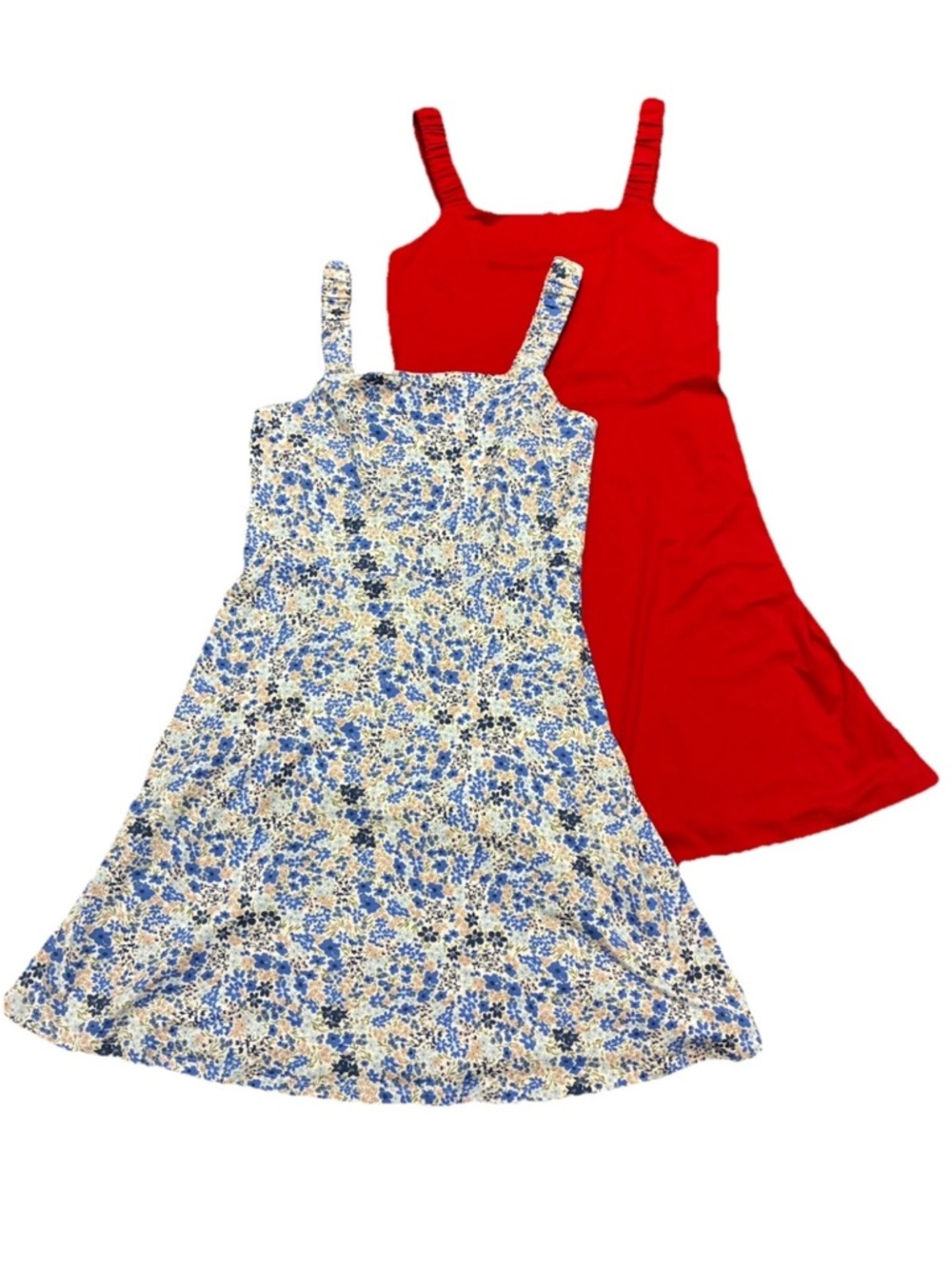 SO Dress Bundle Small Floral Sundress + Red Strappy Mini Dress